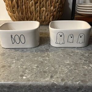 2 Rae Dunn Cream and Black ceramic Halloween Candy dish